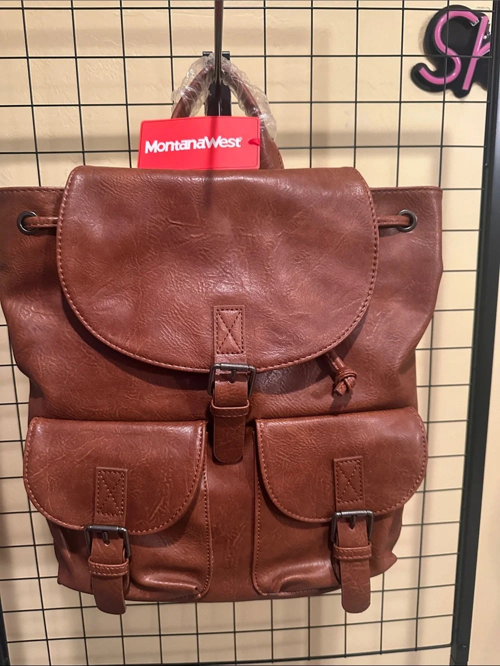 Montana West Rustic Chestnut Faux Leather Backpack with Dual Front Pockets